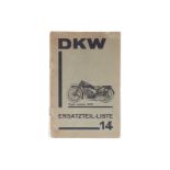 Motorrad-Heft, Ersatzteilliste Nr. 14, Motorrad-DKW, Type Luxus 300, 36 Seiten