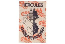 Gebrauchsvorschrift für die Hercules Motorrad-Modelle 200 und 300 cc., 1930, 37 Seiten plus Werbung