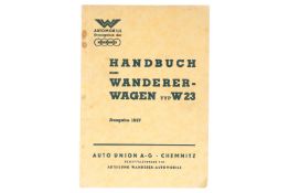 Handbuch zum Wanderer-Wagentyp W 23, Ausgabe 1937, Autounion Chemnitz, leichte Alterungsspuren