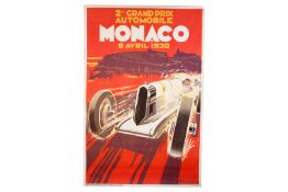 Automobil-Plakat, 2. Grand Prix Automobile Monaco, 6. April 1930, signiert ”Falcucci - 30”,
