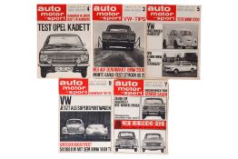 5 Zeitschriften, Auto, Motor & Sport, 1966, Ausgabe 3, 4, 5, 7 und 9
