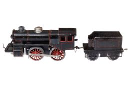 Bub B-Dampflok, mit 2A-Tender, Spur 1, Uhrwerk intakt, CL, LS und Gebrauchsspuren, Z 3