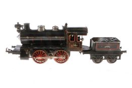 Bing B-Dampflok, Spur 1, Starkstrom, schwarz, mit Tender und 1 el. bel. Stirnlampe, Z 4