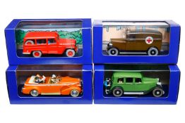 4 Tintin Autos, Maßstab 1:43, darunter Cadillac Fleetwood etc., je im OK, Z 1-2