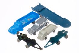 3 Wiking Fahrzeuge und 3 Anhänger, besch., Z 3