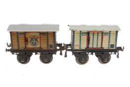 2 Bing Bierwagen, einer mit Münchner-Kindl-Emblem, Spur 1, uralt, CL, 1 Dach nachlackiert, L 17,