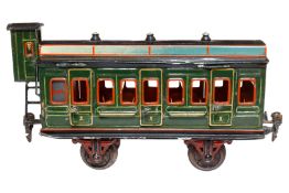 Märklin Abteilwagen 1866, Spur 1, uralt, 6 AT, mit Inneneinrichtung, BRHh, Ola mit 3 imit.