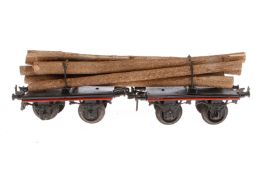 2 Bing Drehschemelwagen, mit Langholzladung, Spur 1, nachlackiert, L 33, Z 3