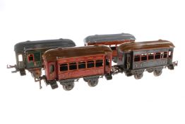 3 Bing Personen- und 1 Gepäckwagen, Spur 1, CL, Z 4