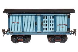 Märklin amer. Güter- und Pferdetransportwagen 1872, Spur 1, uralt, HL, ”PRR”, 4 ST, 4 A, leichte