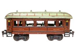 Märklin int. Speisewagen 1842, Spur 1, uralt, HL, mit Inneneinrichtung, LS, 1 Treppe fehlt, L 31,