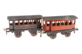 2 Bing Personenwagen, Spur 1, CL, Dächer farblich rest., L 19, Z 2-3