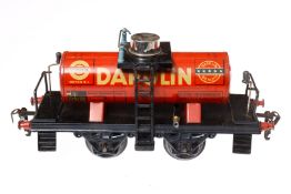Kraus Dapolin Kesselwagen, Spur 1, CL, 1 Geländer und Stück von Ausguss fehlt, L 21,5, Z 3