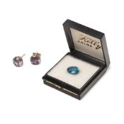 A pair of mystic topaz and 9ct gold earrings, with one 9ct gold butterfly, earrings apparently not