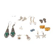 Catalogue Amendment the further pair of green stone earrings are not in this lot: A pair of vintage