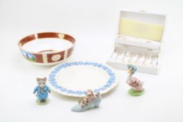 A Wedgwood 'Embossed Queensware' 26cm diameter plate, together with a boxed set of Royal Albert 'Old