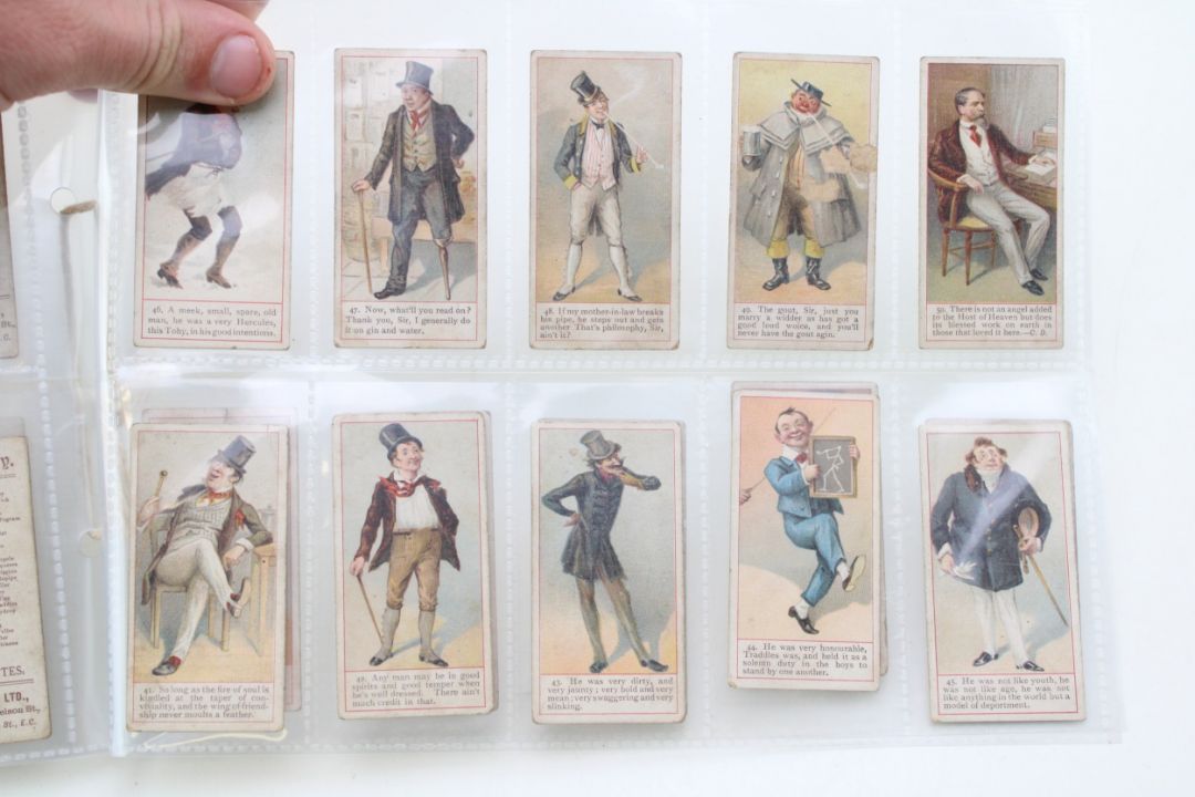 A scarce set of Cope Bros 'Charctures of Dickens' cigarette cards (46 of 50) c1900 together with - Image 5 of 6