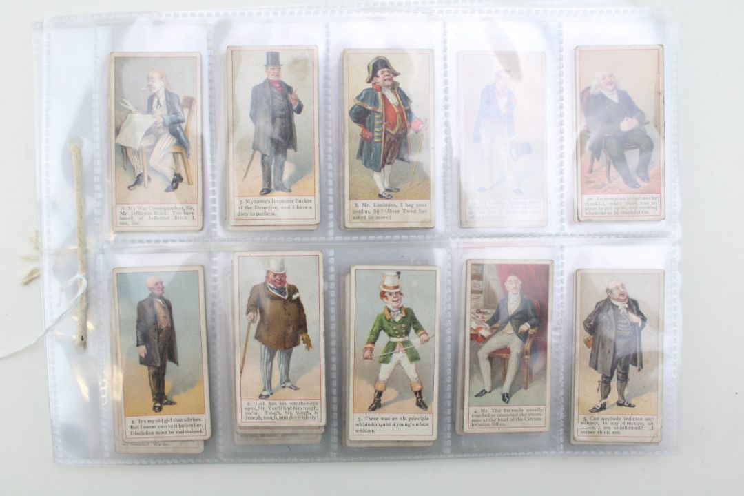 A scarce set of Cope Bros 'Charctures of Dickens' cigarette cards (46 of 50) c1900 together with - Image 1 of 6
