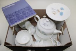 A Wedgwood Ice Rose tea set to inclue a teapot, teapot stand, six cups, six saucers, six side