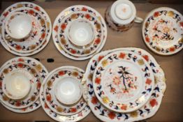 A Davenport tea service comprising, four trios, five additional side plates, three large surfaces,