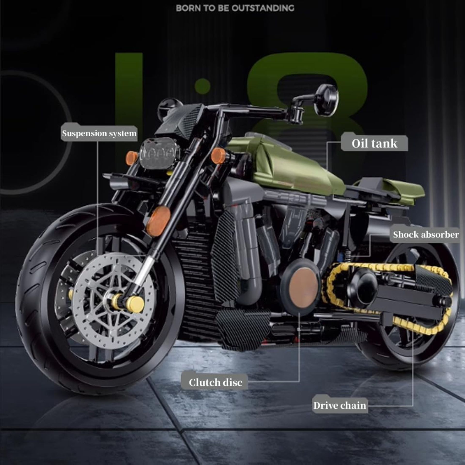 $25 FULHOLPE Motorcycle Building Kits, 634 Pieces Super Motorcycle Set for Adults, Technology Motorb - Image 2 of 6