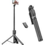 $14 Phone Tripod & Selfie Stick, 180cm Aluminum All in One Extendable Tripod for Smartphone, Portabl