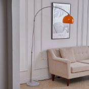 RRP £48.99 - George Oliver Amersham 130cm Arched Floor Lamp with Marble Base Shade Colour: Orange