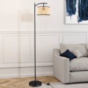 RRP £37.99 - 17 Stories Alery 160cm Black Reading Floor Lamp Rustic Standing Light for Bedroom,