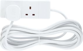 Â£6 STATUS 2 Socket Extension Lead, 2m Cable 13A Power Strip for Home, Office or School, White (2WS2