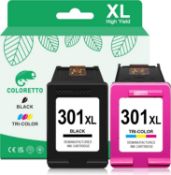 Â£21 COLORETTO 301 Ink Cartridges Black and Colour for HP 301 XL for ENVY 5532 5530 4507 4504 4502 O