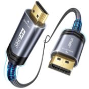 Â£9 JSAUX 4K DisplayPort to HDMI Cable 3M, UHD 2K@120Hz,4K@30 Gold-Plated Unidirectional DP(Male) to