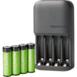 Â£12 Amazon Basics Rechargeable AA NiMh Batteries with 4 Bay Battery Charger, UK Plug, Black, 4