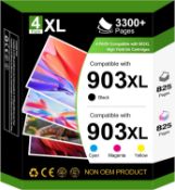 Â£14 903 903XL Ink Cartridges Compatible for HP 903 XL Ink Cartridges 4-Pack High Yield, Compatible
