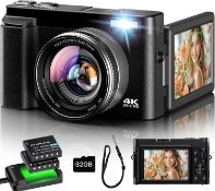 Â£99 Digital Camera 4K, 48MP 16X Autofocus Digital Zoom Photo Camera, 3 Inch 180 Flip LCD Screen Co