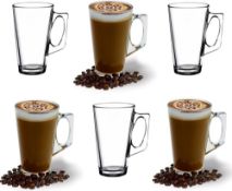 Â£12 ANSIO Large Latte Glass Coffee Cups - 375ml (12.6 oz) -Pack of 6 Latte Glasses - Compatible wit