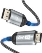 Â£7 4K DisplayPort to HDMI Cable 2M, DP to HDMI Male UHD 4K@30Hz/2K@60/1080P@120 Nylon DP to HDTV Un