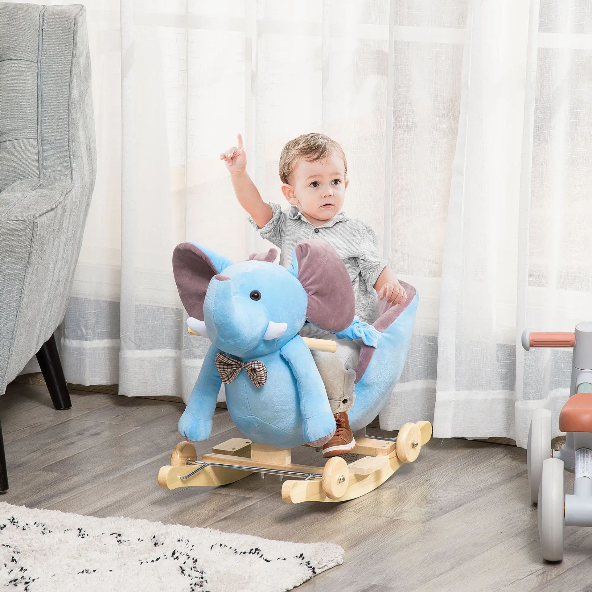 RRP £69.99 - HOMCOM 2 In 1 Plush Baby Ride on Rocking Horse Elephant ...