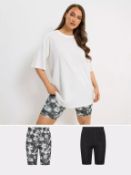 RRP £22 - Size 30-32 YOURS CURVE 2 PACK TIE DYE CYCLING S BLACK