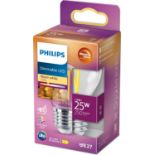 Â£7 Philips LED Classic WarmGlow Drop Bulb with 25 W, E27 Socket, Clear, 2200-2700 K, Dimmable