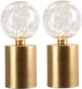 Â£19 JHY DESIGN Set of 2 Gold Table Lamp Battery Powered 20cm Tall Cordless Light Operated Great for