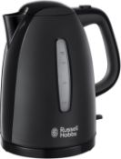 Â£20 Russell Hobbs Textures Electric 1.7L Cordless Kettle (Fast Boil 3KW, Black Premium Plastic, mat