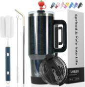 Â£19 WATERSY 40oz Tumbler with Straw and Lid, Travel Mug Coffee Cup with Handle, Stainless Steel Dou