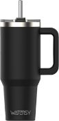 Â£16 WATERSY Travel Mug Coffee Cup 30oz Tumbler Straw Lid and Handle, Stainless Steel Double Wall Va