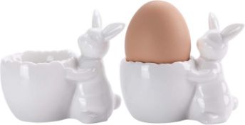 Â£17 Set of 2 Egg Cups High-Quality Ceramic Cute Rabbit Design Porcelain Egg Holder Crockery Kitchen