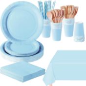 Â£14 169 Pcs Morandi Blue Party Tableware Set, Paper Plates Cups Napkins Tablecloth, Dinnerware Set
