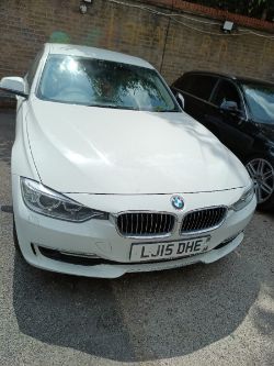 T845 -  OFFSITE AUCTION - LJ15DHE - BMW 320D LUXURY - 5 DOOR - WHITE - MANUAL - DIESEL - NO KEYS - NO RESERVE!!  COLLECTION ONLY