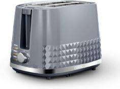 Â£40 Tower T20082GRY Solitaire 2 Slice Toaster, Browning Control, 850W, Grey with Chrome Accents
