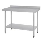 RRP £239.98 - Vogue Stainless Steel Prep Table with Upstand 1200mm