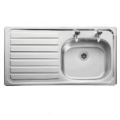 RRP £75.29 - iflo 1 Bowl, 2 Tap Holes Stainless Steel Kitchen Sink with Left Hand Drainer LE95L/-IF