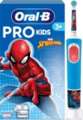 Â£50 Oral-B Pro Kids Electric Toothbrush, 1 Handle Featuring Marvel Spider-Man, 1 Toothbrush Head, D